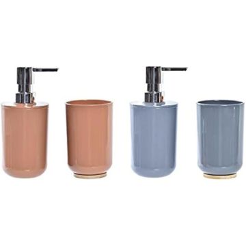 Set de salle de bain - DKD Home Decor - Métal - Gris - Orange - Dimensions 9x7x16 cm