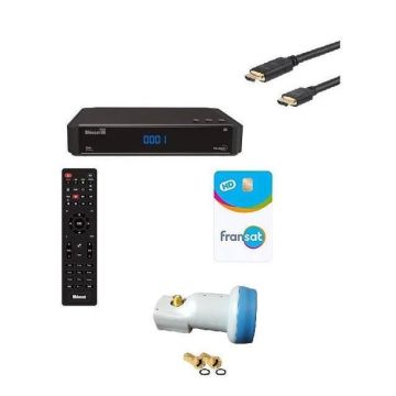 ASTON Récepteur TV satellite HD Connect + Carte Viacess Fransat PC6 + Câble HDMI + LNB -HD ME
