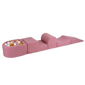MeowBaby® Aire De Jeux en Mousse BOUCLE Rose 4 éléments avec piscine à balles 57x45x30cm Or/Beige/Blanc/Transparent