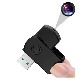 Clé USB Caméra Espion Mini Caméra Appareil Photo Vidéo HD Micro SD Noir + SD 8Go YONIS