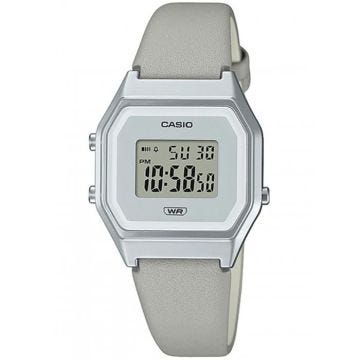 Montre Casio - Femmes - LA680WEL-8EF - Bracelet en Cuir Gris - Fonctions Calendrier, Chronographe et Alarme