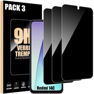 Lot-3 Verre Trempé Anti-espion pour Xiaomi Redmi 14C - Vitre Protection Noire