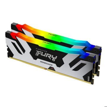 Kingston Technology Fury Renegade RGB 64GB Kit (2 x 32GB) DDR5 6400MHz CL32 1.4V ECC XMP 3.0 PMIC DIMM Memory Black/Silver