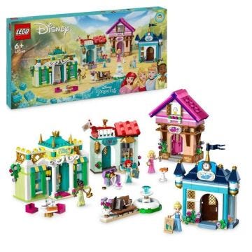 LEGO® 43246 Disney Princess Les Aventures des Princesses Disney au Marché, Jouet avec 4 Mini Poupées : Ariel, Cendrillon