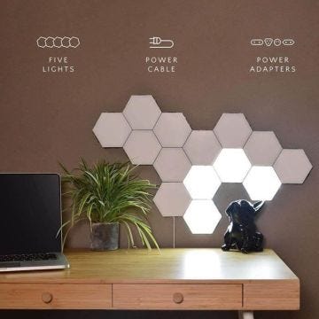 5pcs Applique Murale LED Lampe sensible au toucher Veilleuse Magnétique Décoration d'éclairage intérieur Veilleuse Hexagonale