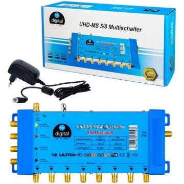 Commutateur Multiple Pmse 5-8 1x Sat jusqu'à 8 récepteurs - récepteur pour TV Full HDTV 3D 4K UHD avec Bloc d'alimentation 167