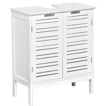 Meuble sous lavabo 2 portes BLANC MIAMI - ELEMENT - Bois - Panneaux de particules - 60x30x60 cm