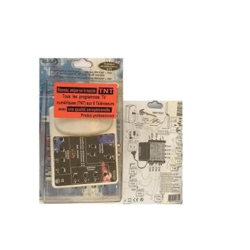 AMPLIFICATEUR DISTRIBUTEUR 2 ENTREES (BILL/UHF+FM) 8 SORTIES POUR 8 TV GAIN 15 DB REGLABLE REF341052 ELAP HDME