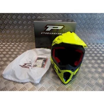 casque progrip 3095 pour moto cross mx enduro taille xl 61 jaune fluo