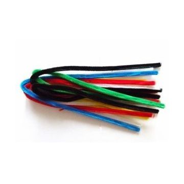 Lot 10 fils chenille multicolores 50cm , 9mm