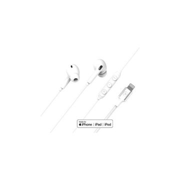Ecouteurs Filaire Lightning - Force Play - Intra-auriculaire - Blanc - Garantie à vie - Isolation phonique