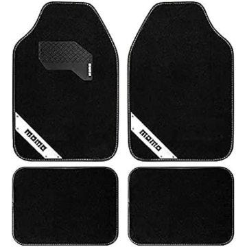 Tapis de voiture - MOMO - Set complet 4 pièces - Universel - Noir et blanc - Antidérapant