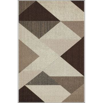 Tapis - MIRAN - Marron - 160x230 cm - Antidérapant - Lavable en machine - Géométrique