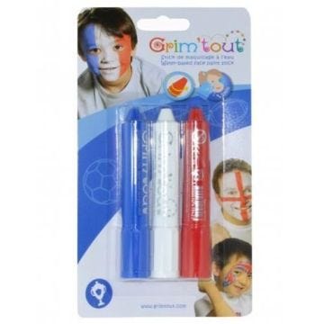 Lot de maquillage pour visage - GENERIQUE - 3 Sticks Bleu Blanc Rouge - Facile d'utilisation