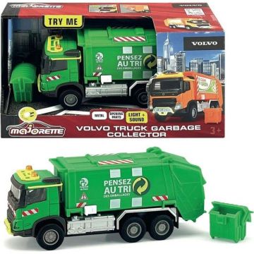 Majorette - Grand Series - Volvo Camion Poubelle - 19cm (Echelle 1/43eme) - Sons et Lumieres - Des 3 Ans - 213743000002