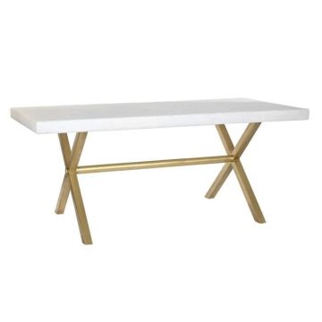 Table de salle à manger - Marque inconnue - Doré blanc - Bois de manguier - 180 x 90 x 76 cm