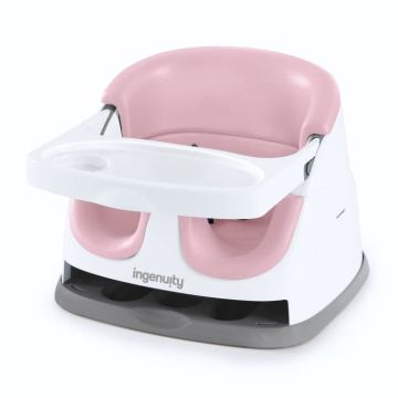 INGENUITY Siège réhausseur 2-en-1 avec plateau à rangement intégré, pivoine, dès 6 mois