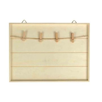 Pêle-mêle bois fil et pinces 30 x 22 x 1,5 cm - MegaCrea {couleur}