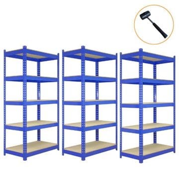 Étagères Acier Bleu à 5 Niveaux - MONSTERSHOP - 120 x 182,5 x 50cm - Capacité Totale 1000KG