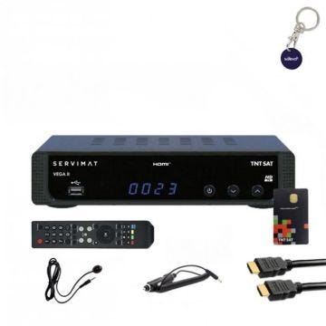 Pack SERVIMAT Récepteur satellite Full HD + Carte TNTSAT V6 + Câble HDMI + Câble 12V + Déport IR