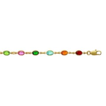 Bracelet - Brillaxis - Bracelet Brillaxis plaqué or cristaux multicolores - Couleur de la matière:Jaune Taille/Longueur:18 cm
