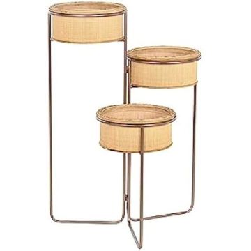 Jardinière - DKD HOME DECOR - Standard - Noir - Fer et bambou - 42x55x79 cm