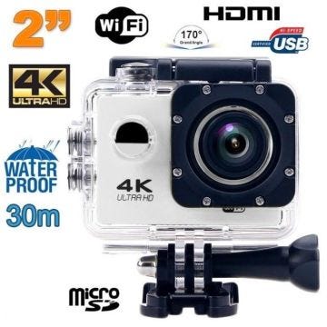 Caméra Étanche 4K Sport Slow Motion Image 16Mp Wi-Fi HDMI Blanc + Kit Fixation + SD 16Go - YONIS