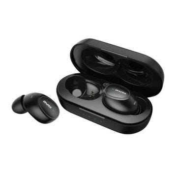 Écouteurs Bluetooth Étui Charge Sans Fil Commande Tactile Étanche IPX6 Awei Noir