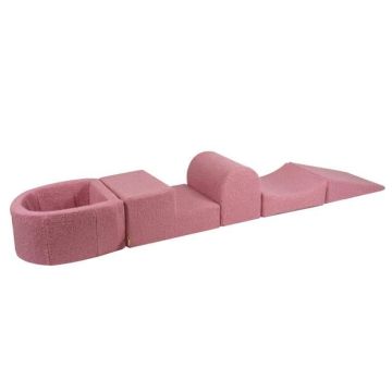 MeowBaby® Aire De Jeux en Mousse BOUCLE Rose 4 éléments avec piscine à balles 57x45x30cm sans boules
