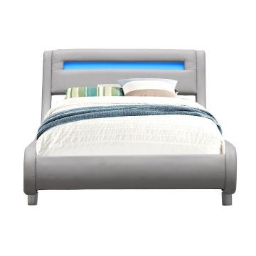 Lit Gina pour matelas 90x200 - Sommier Tte de Lit Incurve - Couleur Gris - 13 Lattes - revtement PVC Lit Gina pour matelas 90x200 - Sommier Tte de Lit Incurve - Couleur Gris - 13 Lattes - revtement PVC