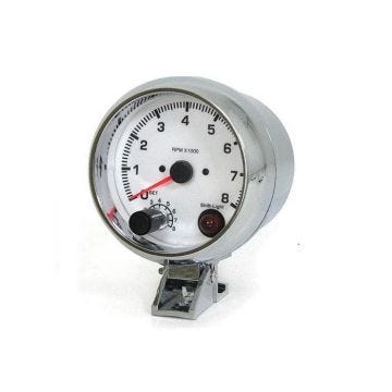 petit compte tours 3,5 chromé blanc avec shift light 4 6 8