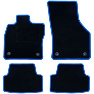 Tapis de sol - Volkswagen - Golf VII - 5 pièces - Velours et Polypropylène - Bordure Bleue