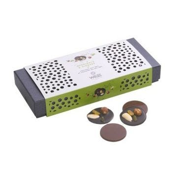 Coffret assortiment de Mendiants et Disques chocolat noir et lait 220g Weiss
