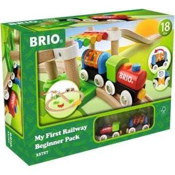 Circuit de train en bois BRIO Mon Premier Circuit de Découverte - Coffret 18 pièces - Dès 18 mois