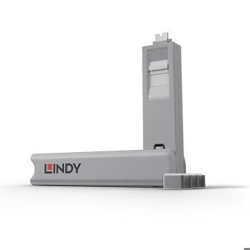 Bloqueur de port USB Type C - LINDY - Kit avec clé et 4 verrous - Blanc - Garantie 2 ans - Simple à utiliser