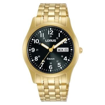 Bracelet acier homme - LORUS - Montre Lorus acier doré cadran noir date - Couleur de la matière:Jaune