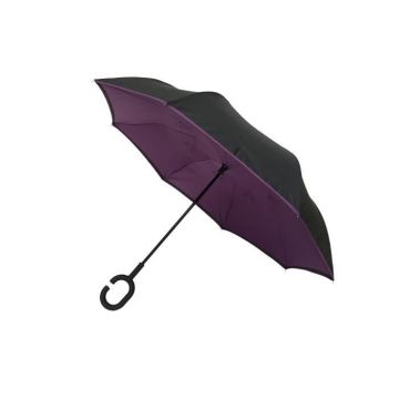 Parapluie inversé Violet - SMATI - Double toile - Résistant au vent - Ouverture manuelle