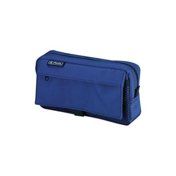 Trousse scolaire avec pochette en filet L 21 cm Bleu
