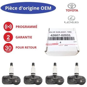 Capteur de pression des pneus - TOYOTA - TPMS - Préprogrammé - Compatible avec plusieurs modèles - Noir