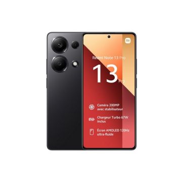Xiaomi redmi note 13 pro smartphone 8 Go de RAM 256 go de Rom, pantalla AMOLED 6,67 pouces, noir