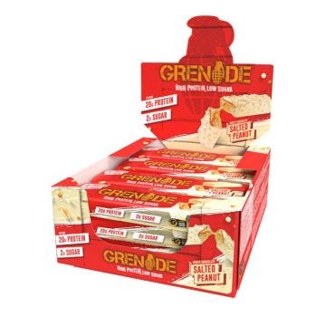 Carb 12x60g Chocolat blanc cacahuètes salé Grenade Proteine