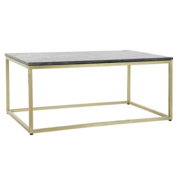 Table basse - Marbre Fer - 100 x 61 x 43 cm - Blanc