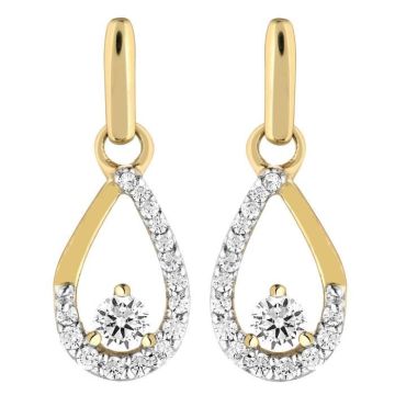 Boucles d'oreilles femme - Brillaxis - Boucles d'oreilles Brillaxis pendantes empierrées or - Couleur de la matière:Jaune