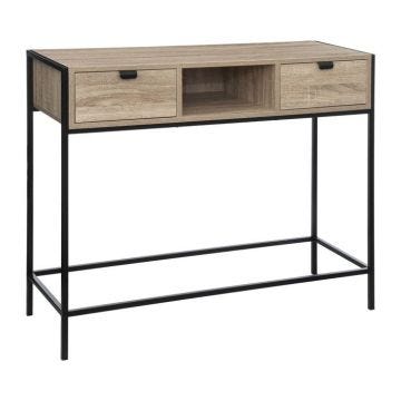 5five - console 2 tiroirs "aliaj" effet bois noir