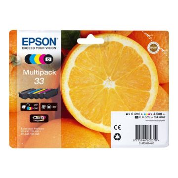 Cartouche d'encre Epson 33 Multipack - Pack de 5 - 24.4 ml - Noir, Jaune, Cyan, Magenta, Photo Noire