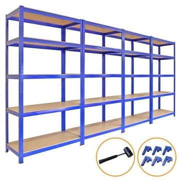 Monster Racking 4 x Rayonnages 90 cm T-Rax Bleu Acier Inoxydable Garage Rangement