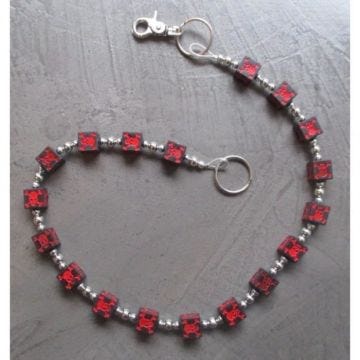 Chaine de portefeuille - Non spécifié - Modèle dé noir - 70 cm - Couleur rouge - Mixte