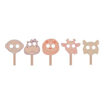 Lot de 10 Masques en Bois à Décorer - 30x22cm - En Forme d'Animaux - Sodertex - L310010 TU Naturel