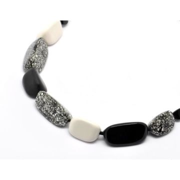 Collier - Culture Mix - Collier - Résine - Noir, gris et blanc - Femme