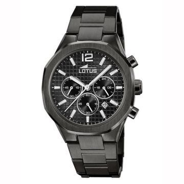 Bracelet acier homme - Lotus - Montre Lotus chrono acier noir - Couleur de la matière:Noir